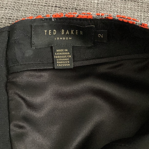 Ted Baker London Pencil Skirt Bright Orange Textured back zip 2 - Picture 4 of 9